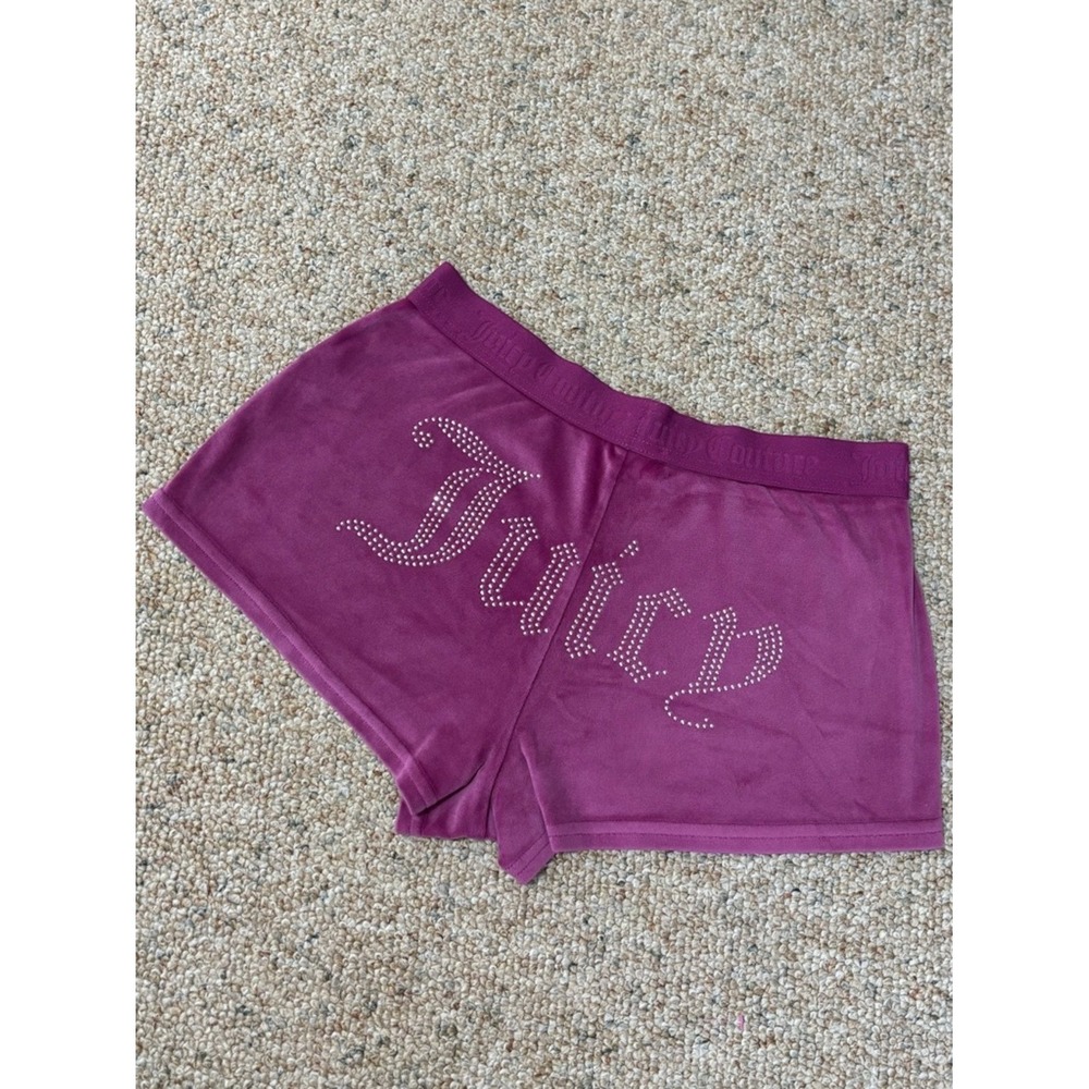 Y2K Juicy Couture Rhinestone Logo Sleepwear Velour Shorts Size Medium